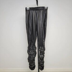 Ruched Leg  Faux Leather Pants